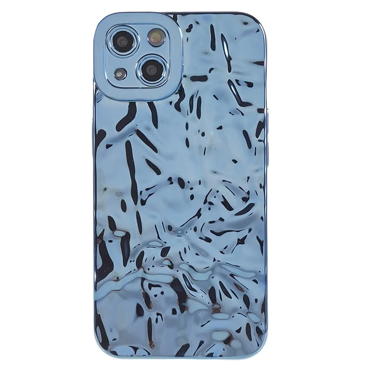 For iPhone 15 Plus Phone Case Electroplating Wrinkled Uneven TPU Cover - Blue