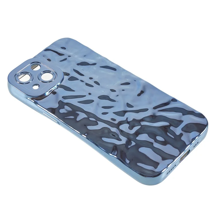 For iPhone 15 Plus Phone Case Electroplating Wrinkled Uneven TPU Cover - Blue