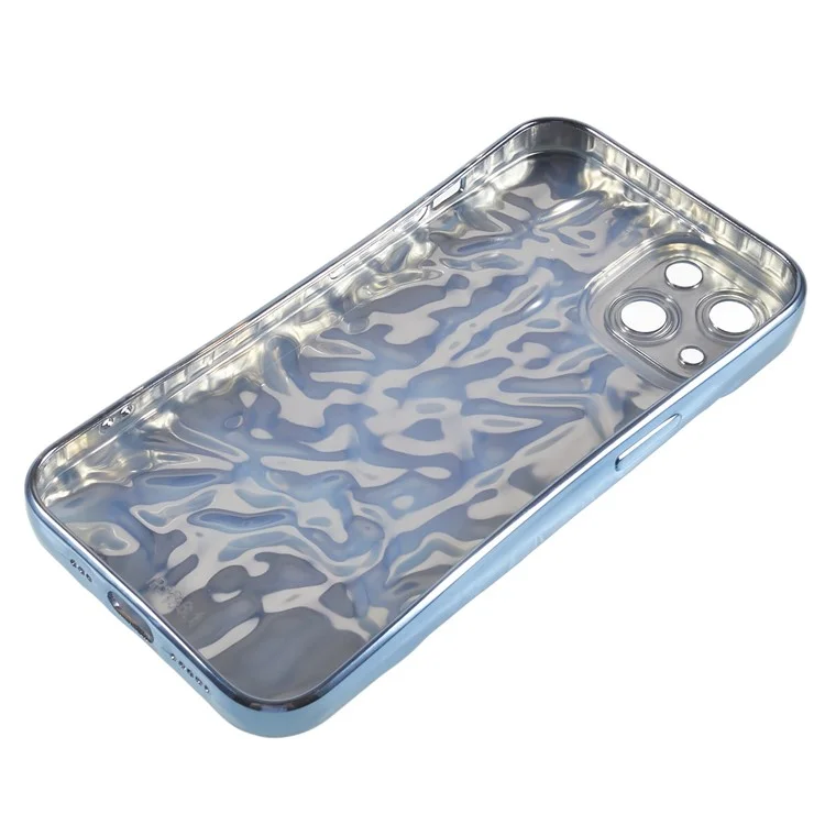 For iPhone 15 Plus Phone Case Electroplating Wrinkled Uneven TPU Cover - Blue