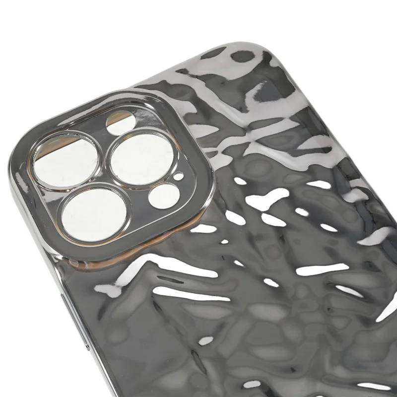 For iPhone 15 Pro Max Case Electroplating TPU Wrinkled Uneven Phone Cover - Silver