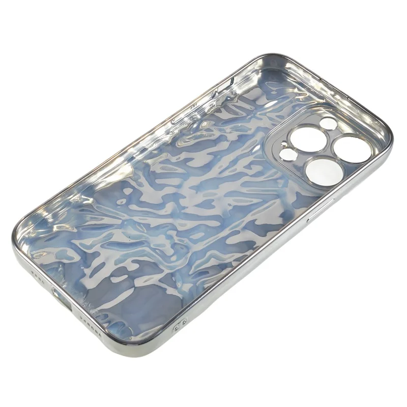 For iPhone 15 Pro Max Case Electroplating TPU Wrinkled Uneven Phone Cover - Silver
