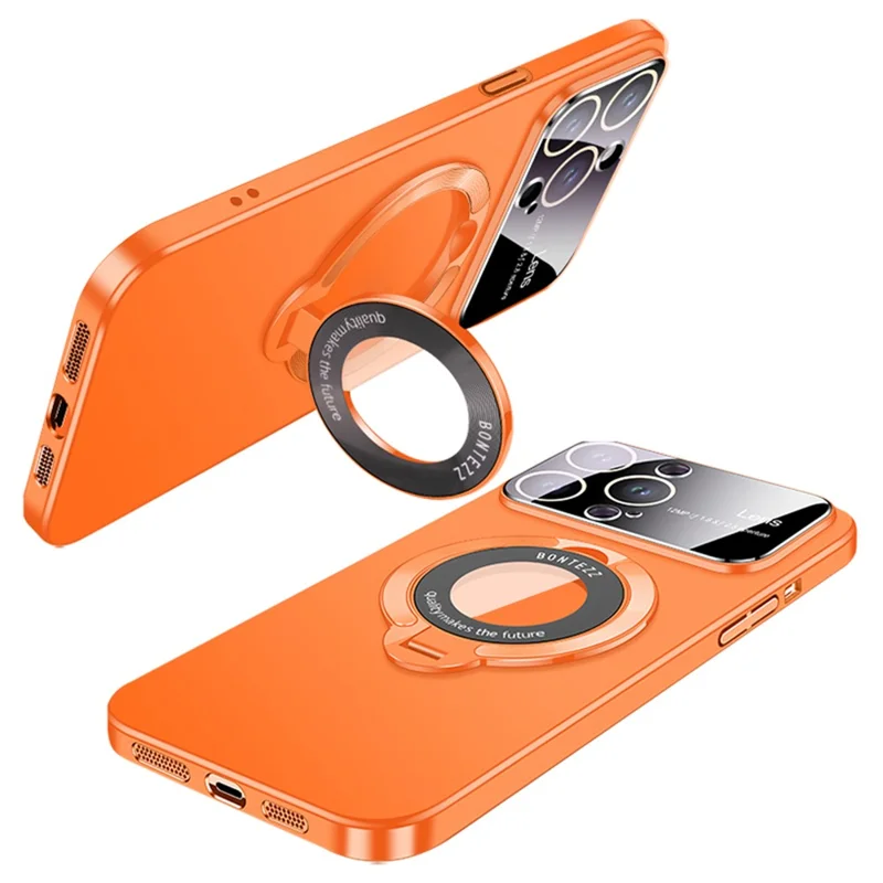 VOERO For iPhone 13 Pro Max Magnetic Case Kickstand Phone Cover with Lens Protector - Orange