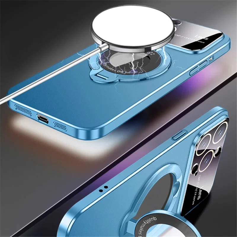 VOERO For iPhone 13 Pro Max Magnetic Case Kickstand Phone Cover with Lens Protector - Orange