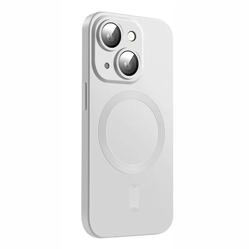 ENKAY HAT PRINCE For iPhone 15 Plus Magnetic Case Soft TPU Phone Cover with High Aluminium-silicon Glass Film - Silver