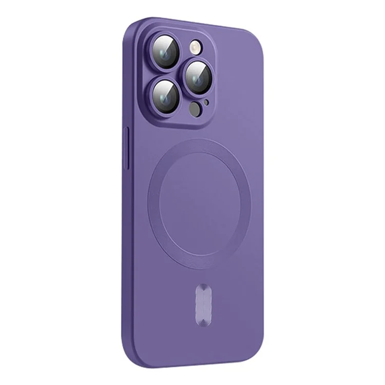 ENKAY HAT PRINCE Para el caso del iPhone 14 Pro Carcasa trasera de TPU magnética con película para lentes - Púrpura