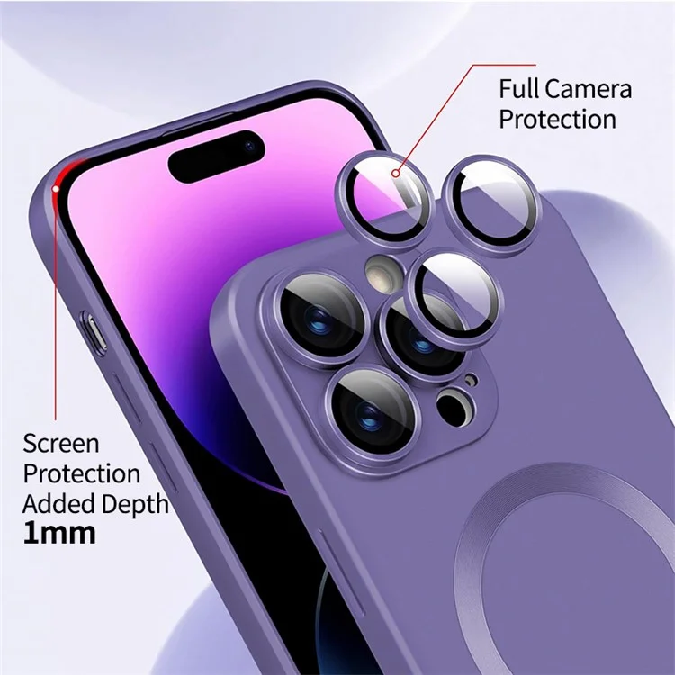 ENKAY HAT PRINCE Para el caso del iPhone 14 Pro Carcasa trasera de TPU magnética con película para lentes - Púrpura