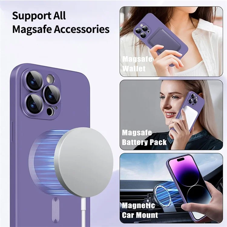 ENKAY HAT PRINCE Para el caso del iPhone 14 Pro Carcasa trasera de TPU magnética con película para lentes - Púrpura