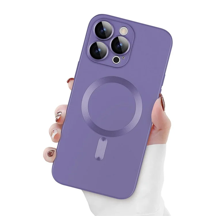 ENKAY HAT PRINCE Para el caso del iPhone 14 Pro Carcasa trasera de TPU magnética con película para lentes - Púrpura