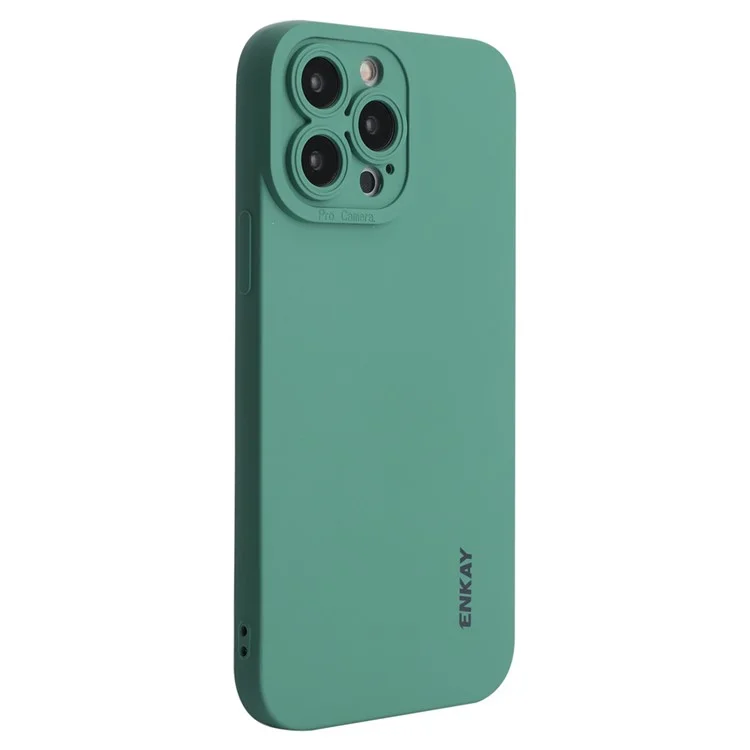 ENKAY HAT PRINCE для чехла для iPhone 15 Pro Camera Lens Precise Cutout Liquid Silicone Phone Cover - Blackish Green