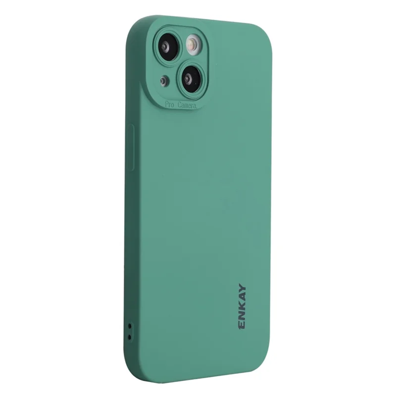 ENKAY HAT PRINCE For iPhone 15 Case Anti-fall Precise Cutout Liquid Silicone Phone Cover - Blackish Green