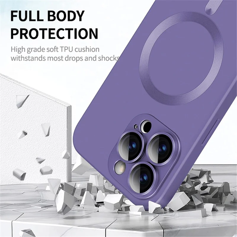ENKAY HAT PRINCE para iPhone 15 Pro Caso Compatível com MagSafe Capa de telefone à prova de choque TPU - Roxo
