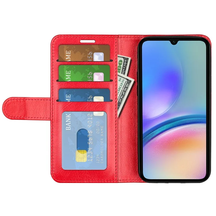 Pour Samsung Galaxy A05s 4G Case Stand Wallet Anti-fall PU Leather Phone Cover - Red