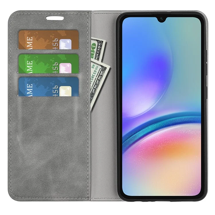 For Samsung Galaxy A05s 4G Case Wallet Stand PU Leather Skin-touch Mobile Phone Cover - Grey