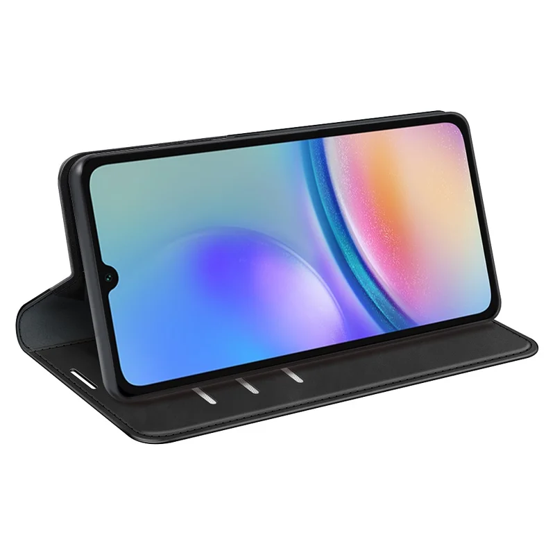 For Samsung Galaxy A05s 4G Case Wallet Stand PU Leather Skin-touch Mobile Phone Cover - Black
