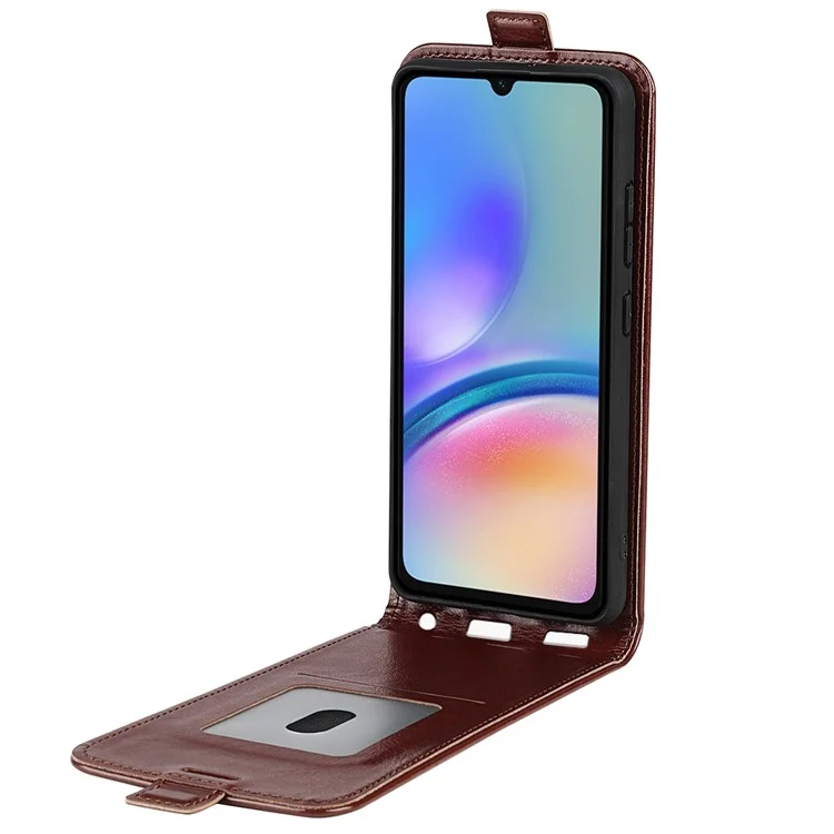 Per Samsung Galaxy A05s 4G Case Card Slot Crazy Horse Texture Leather Phone Cover - Brown