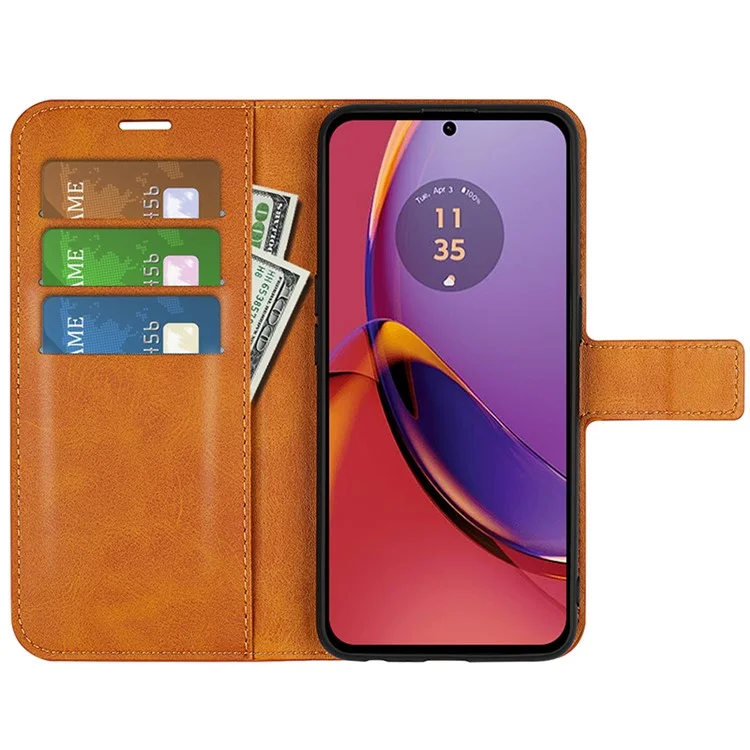 For Motorola Moto G84 5G Cover Square Clasp PU Leather Wallet Phone Shell - Yellow
