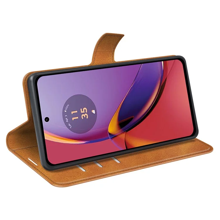 For Motorola Moto G84 5G Cover Square Clasp PU Leather Wallet Phone Shell - Yellow