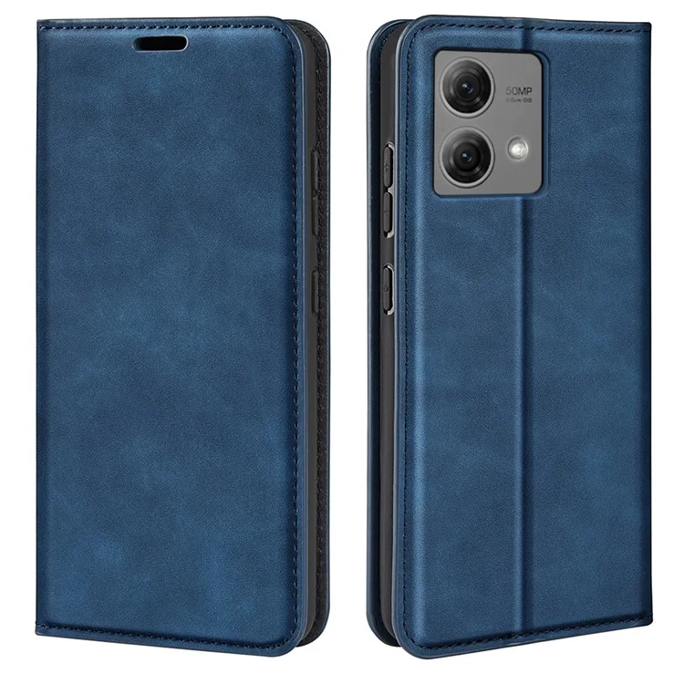 Для Motorola Moto G84 5G Чехол для телефона Магнитное закрытие PU Кожаный Стенд Чехол для телефона - Синий