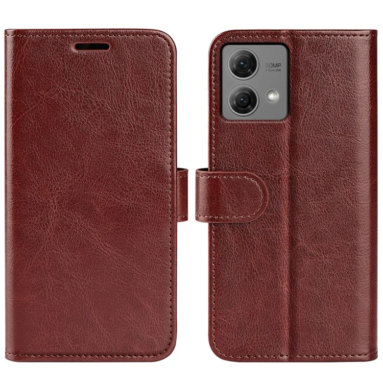Para Motorola Moto G84 5G Case PU Leather Fully Wrapped Phone Cover - Brown