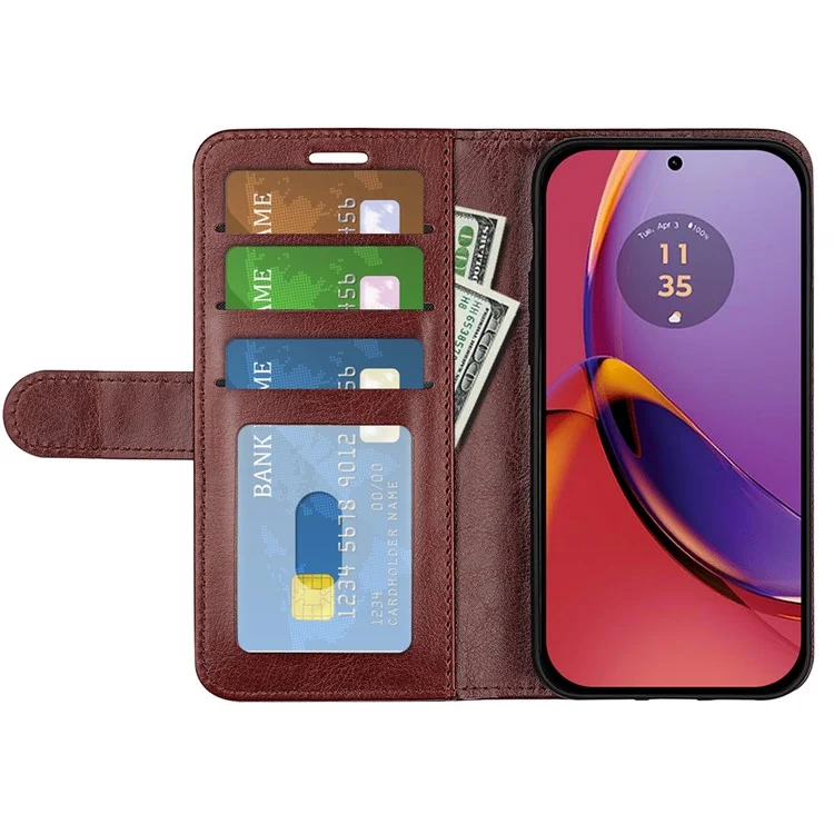 Para Motorola Moto G84 5G Case PU Leather Fully Wrapped Phone Cover - Brown