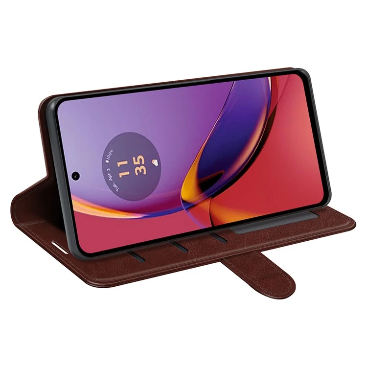 Para Motorola Moto G84 5G Case PU Leather Fully Wrapped Phone Cover - Brown