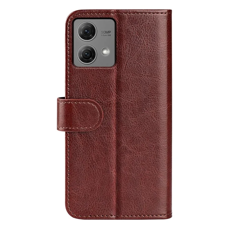 Para Motorola Moto G84 5G Case PU Leather Fully Wrapped Phone Cover - Brown