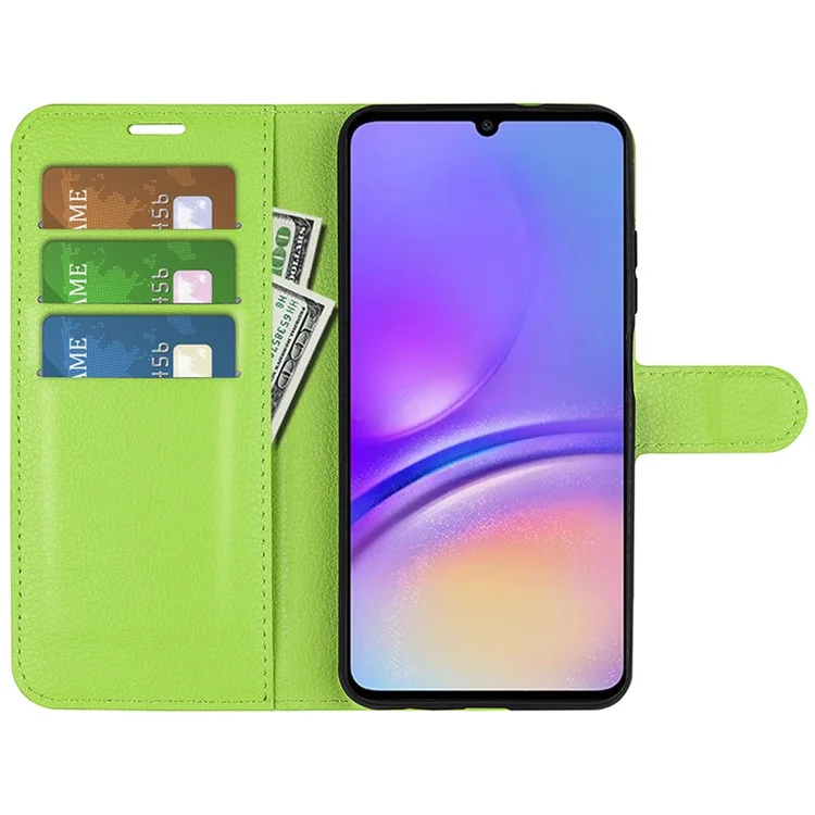 Для Samsung Galaxy A05 4G Case Litchi Texture Folding Stand Leather Phone Shell - Green