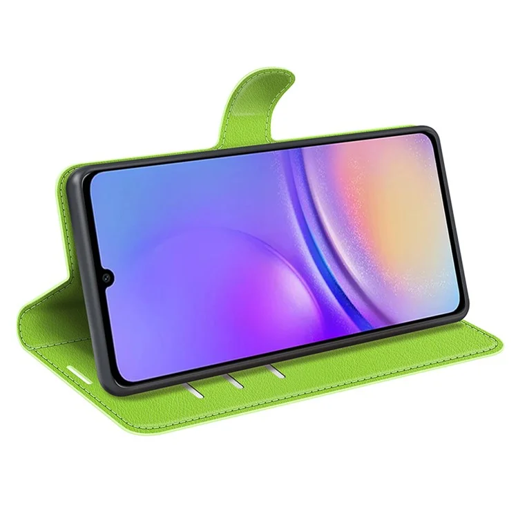 Для Samsung Galaxy A05 4G Case Litchi Texture Folding Stand Leather Phone Shell - Green