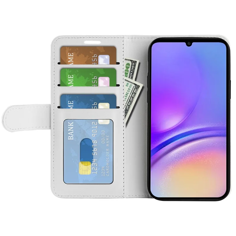 For Samsung Galaxy A05 4G Case Shockproof PU Leather Phone Cover - White
