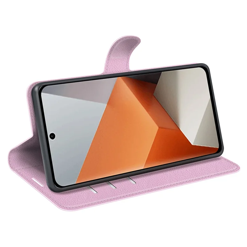 Xiaomi Redmi Note 13 Pro+ 5G Hülle mit Litschitextur, Brieftasche, Ständer, Ledertasche - Rosa