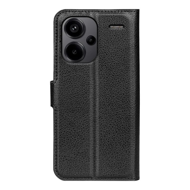 For Xiaomi Redmi Note 13 Pro+ 5G Case Litchi Texture Wallet Stand Leather Phone Shell - Black