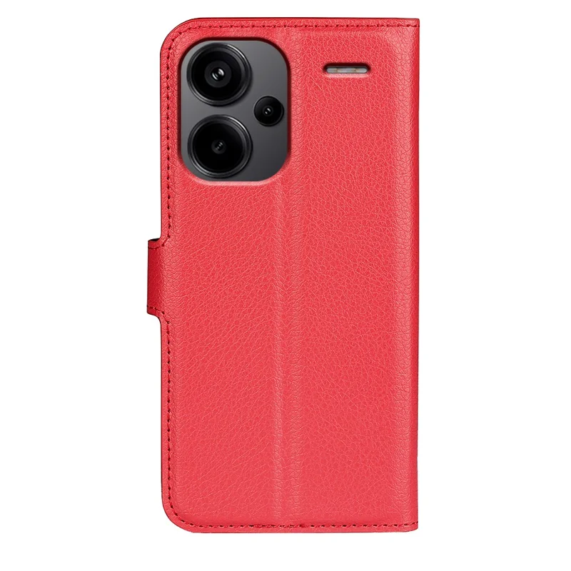 For Xiaomi Redmi Note 13 Pro+ 5G Case Litchi Texture Wallet Stand Leather Phone Shell - Red