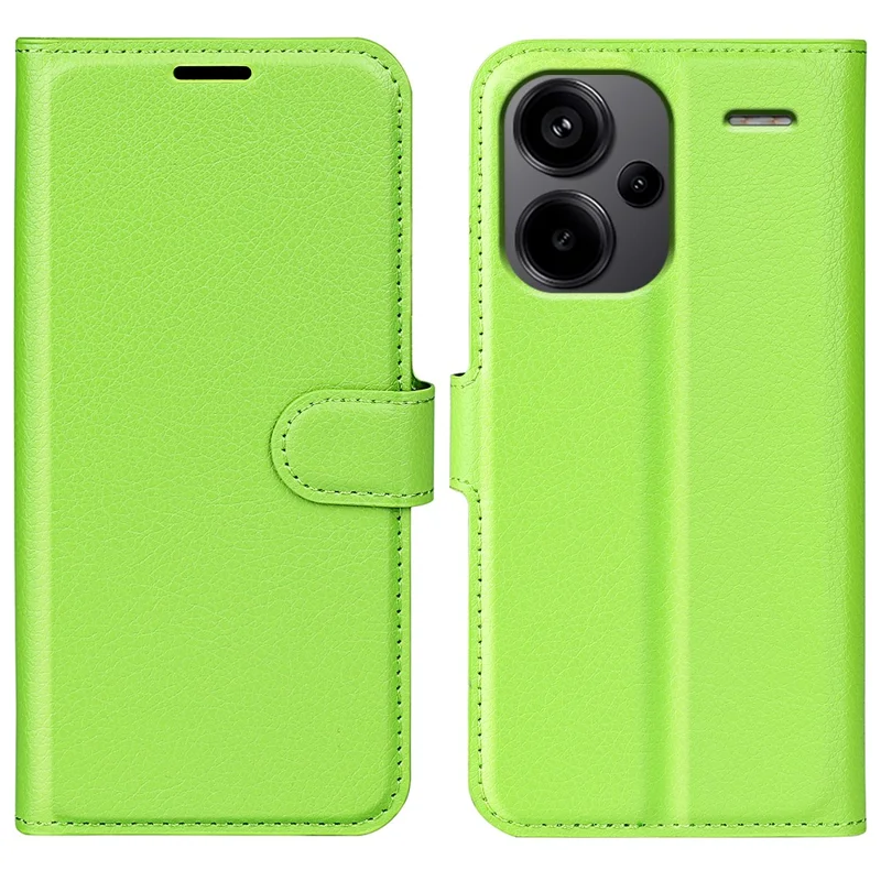 For Xiaomi Redmi Note 13 Pro+ 5G Case Litchi Texture Wallet Stand Leather Phone Shell - Green