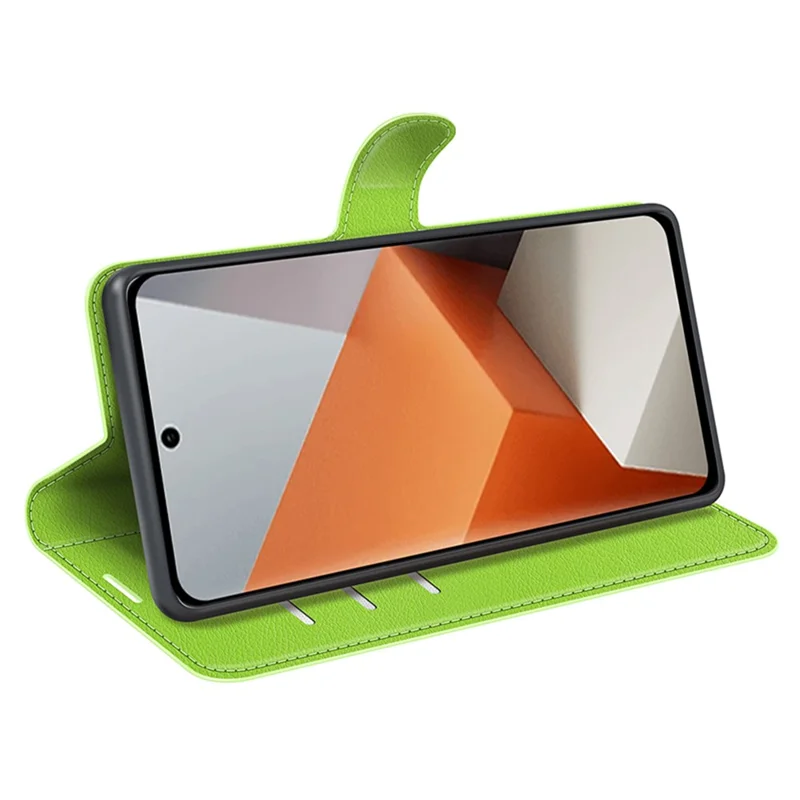 For Xiaomi Redmi Note 13 Pro+ 5G Case Litchi Texture Wallet Stand Leather Phone Shell - Green