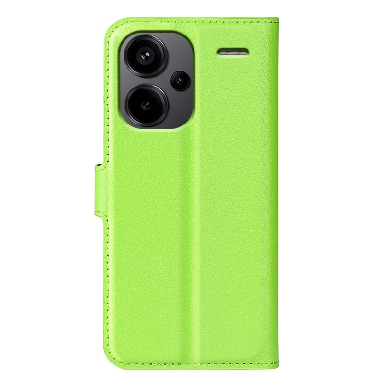 For Xiaomi Redmi Note 13 Pro+ 5G Case Litchi Texture Wallet Stand Leather Phone Shell - Green