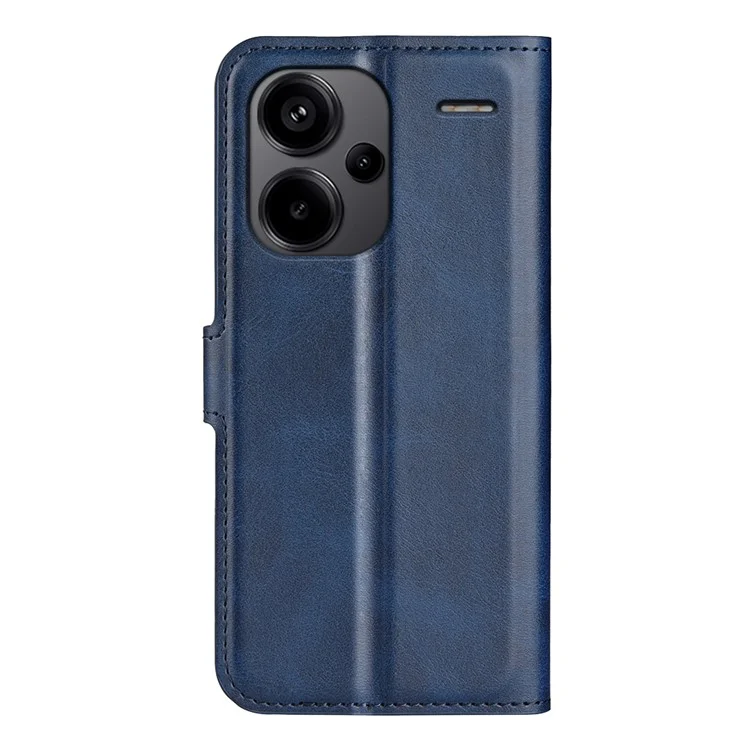 Para Xiaomi Redmi Note 13 Pro+ 5G Case PU Leather Calf Texture Phone Stand Cover - Azul