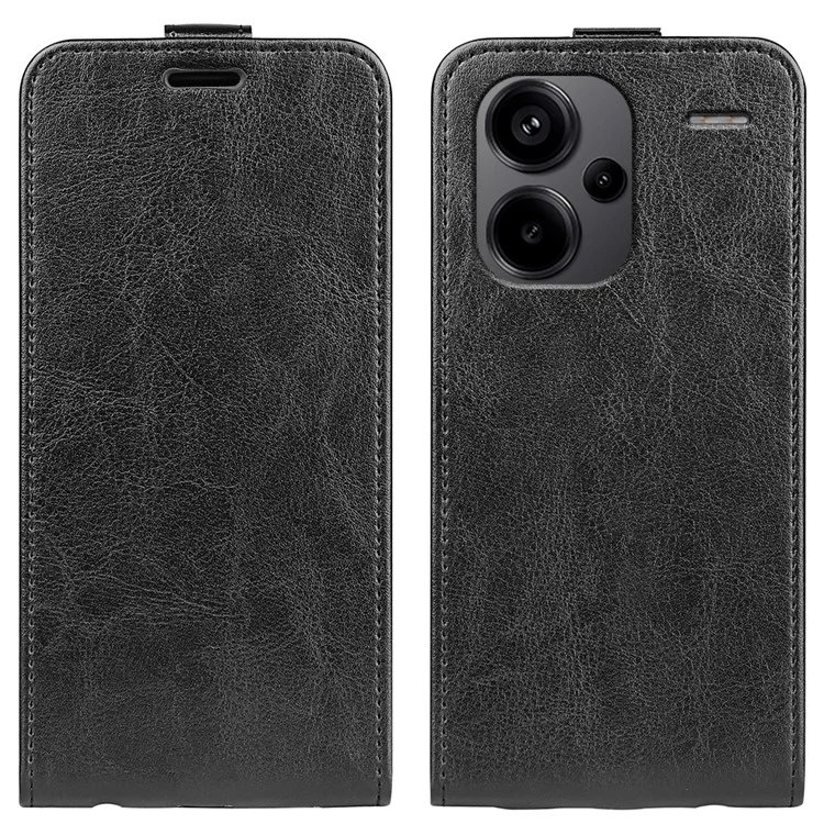 Для Xiaomi Redmi Note 13 Pro+ 5G чехол с текстурой бешеной лошади, держатель для карты, кожаный чехол для телефона - черный