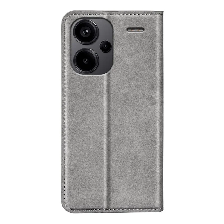 Para o Xiaomi Redmi Note 13 Pro+ 5G Case PU Leather Skin-touch Phone Wallet Cover - Grey