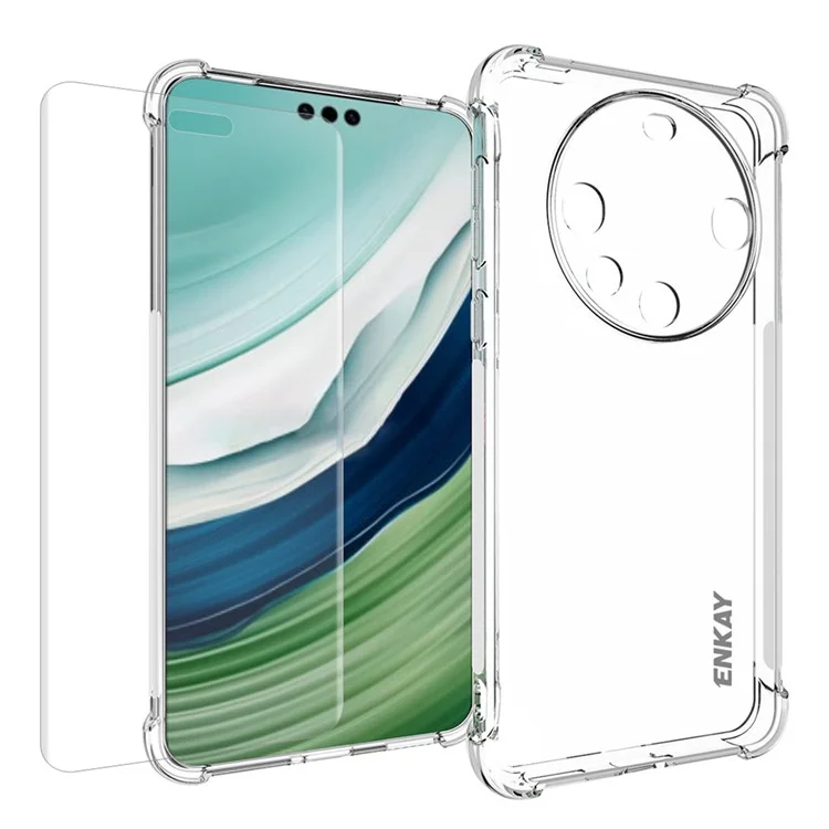 ENKAY HAT PRINCE Für Huawei Mate 60 Pro Hülle TPU Handyhülle mit 3D gewölbter PET-Bildschirmschutzfolie