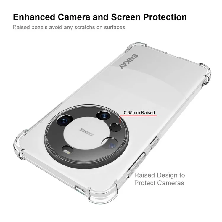 ENKAY HAT PRINCE Für Huawei Mate 60 Pro Hülle TPU Handyhülle mit 3D gewölbter PET-Bildschirmschutzfolie