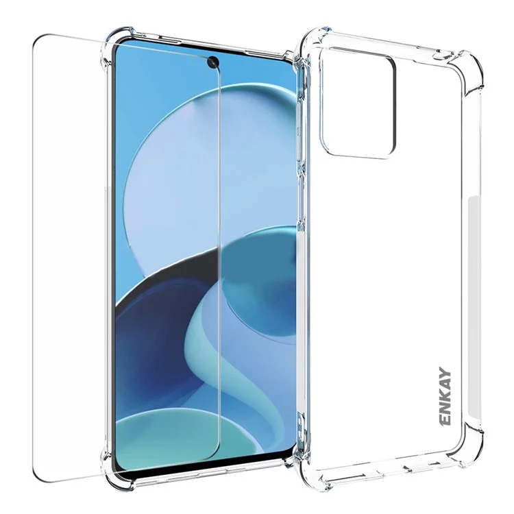 ENKAY HAT PRINCE для чехла под Motorola Moto G14 4G, прозрачный чехол из ТПУ с пленкой для экрана