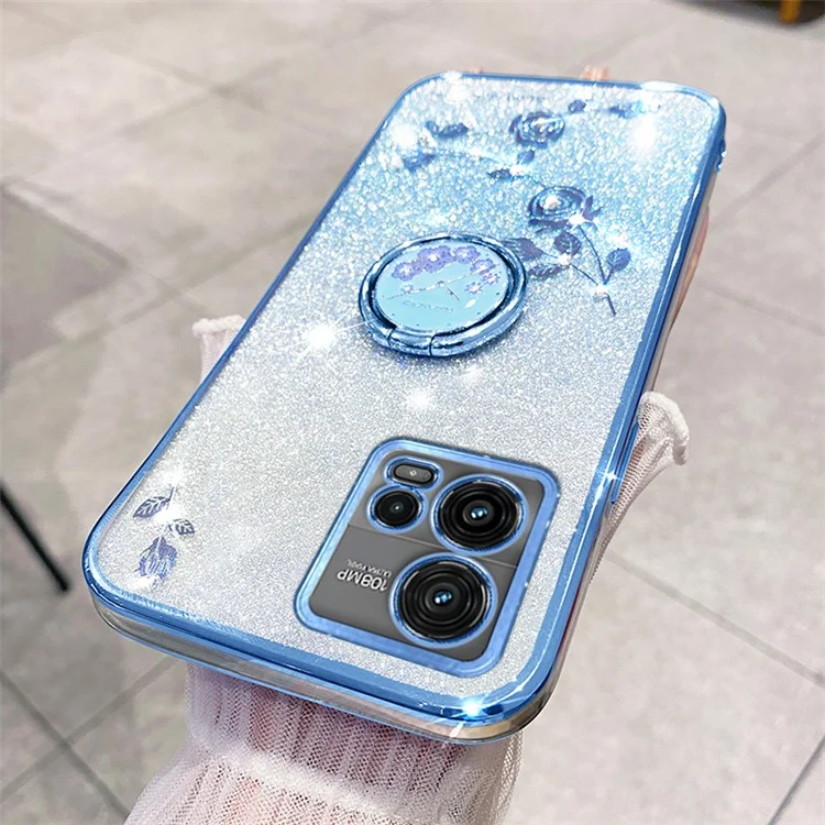 KADEM Funda para Motorola Moto G72 5G Anillo Soporte Glitter TPU Funda Teléfono - Azul