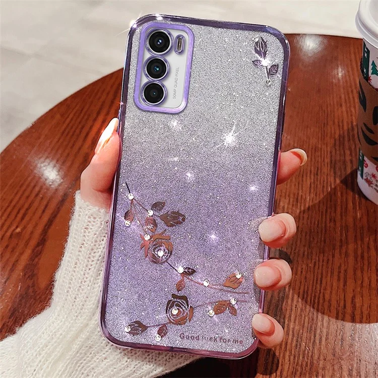 KADEM Für Motorola Moto G42 4G Hülle Rhinestone Dekor Weiche TPU Handyhülle - Lila