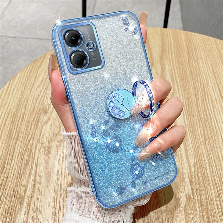 KADEM для Motorola Moto G14 4G Чехол с кольцом-подставкой, градиентный блестящий TPU-чехол для телефона - синий