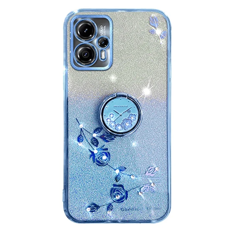 KADEM Für Motorola Moto G13 4G / G23 4G Hülle Rhinestone Weiche TPU-Ständer Handyhülle - Blau