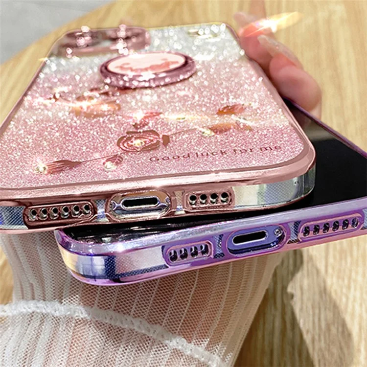 KADEM Für Motorola Moto G10 / G20 / G30 Hülle Ringständer Farbverlauf Glitzer TPU Handyhülle - Roségold