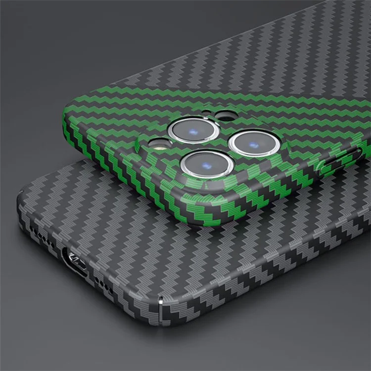 Für iPhone 14 Pro Max Case Carbon Fiber Textur Harte PC Anti-Drop-Handyhülle - Schwarz+Grün