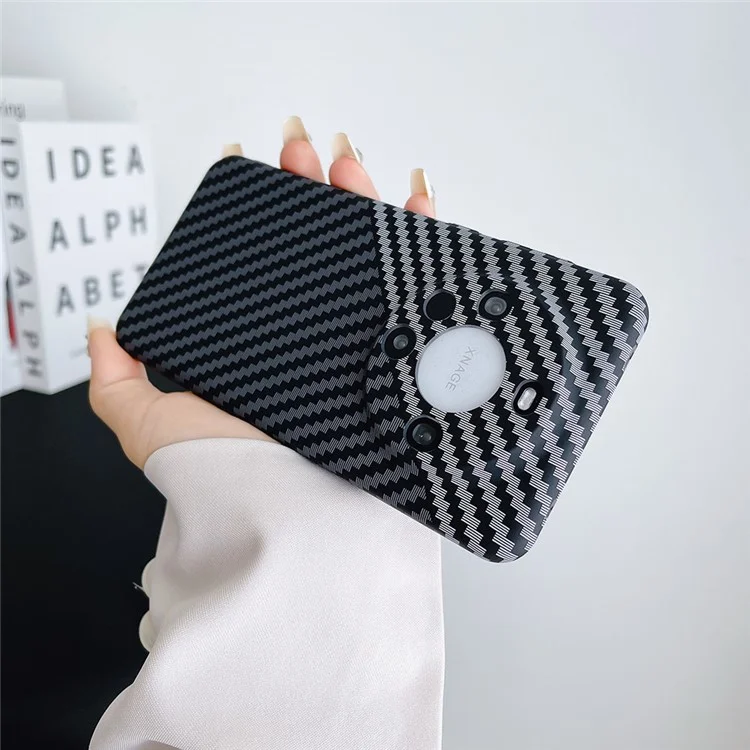 Per Huawei Mate 60 Pro Case Hard PC Carbon Fiber Texture Cover Telefono Mobile - Nero+Verde