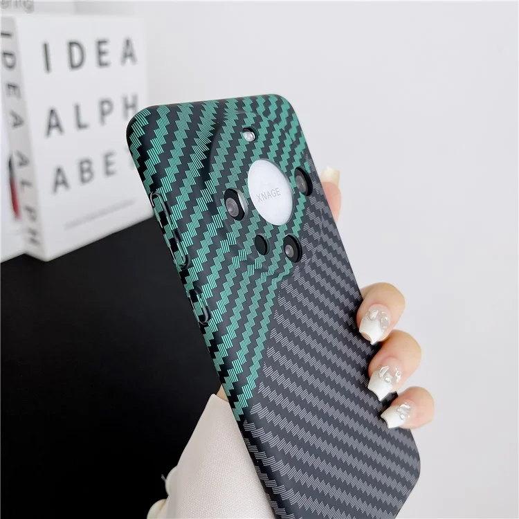 Per Huawei Mate 60 Pro Case Hard PC Carbon Fiber Texture Cover Telefono Mobile - Nero+Verde