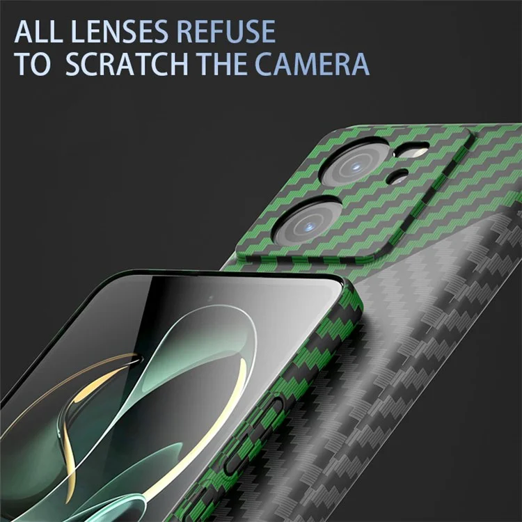 For Xiaomi 13T / 13T Pro Case Splicing Color Carbon Fiber Texture PC Cell Phone Cover - Black+Green